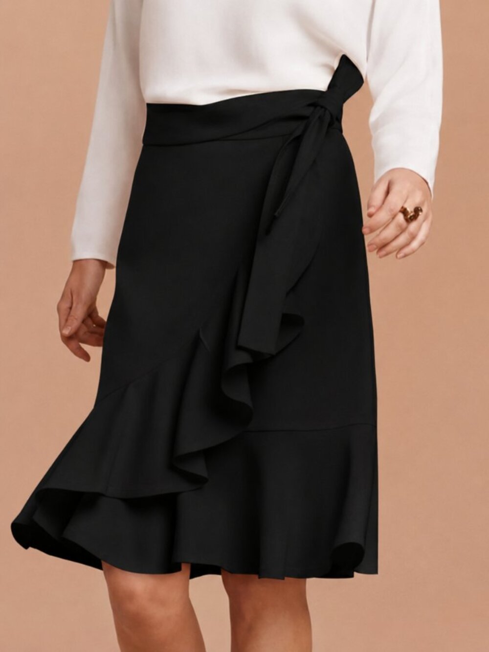 Aritzia Wilfred Aigle Wrap Skirt Crepe Ruffle NWT Black Size Medium